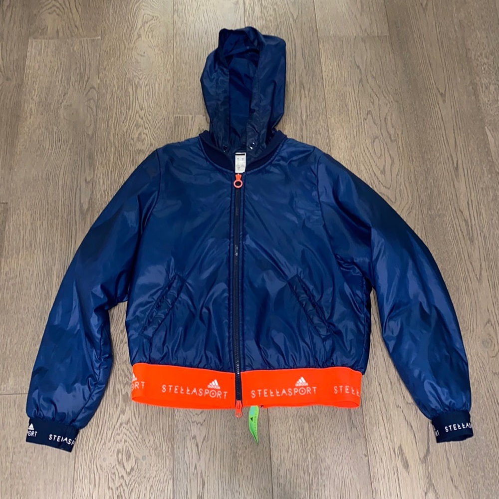 ADIDAS STELLASPORT Zip-Up Jacket. US S. Blue/Orange.
